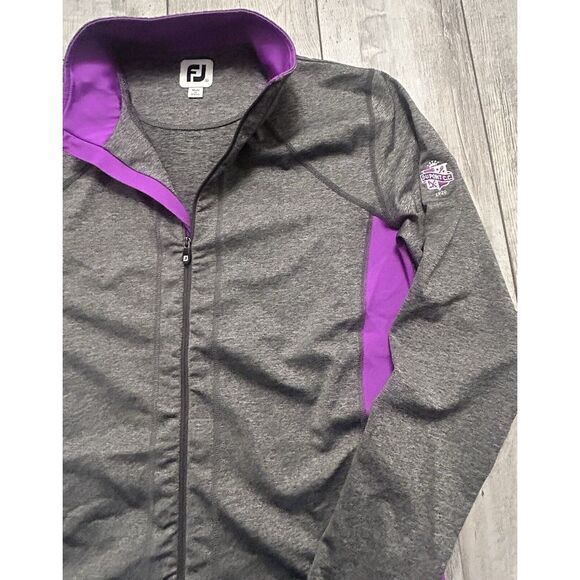 Footjoy Jacket‎ Womens Medium Gray Heathered Purple Mock Neck Monogram - Picture 5 of 10